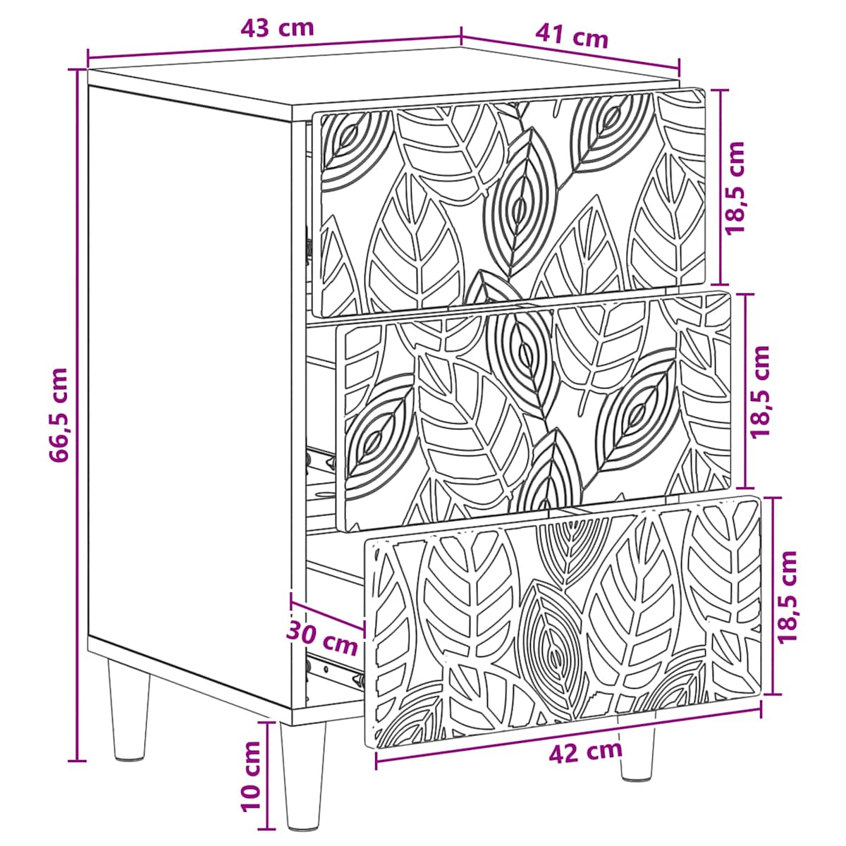Sengebord 43 x 39,5 x 66,5 cm Konstrueret træ - Billede 10