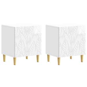 Noční stolek 2 pcs Bílá s vysokým leskem 43 x 34,5 x 50 cm - obrázek 1