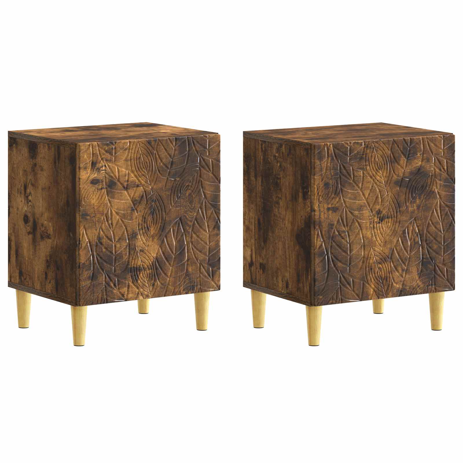 Κομοδίνο 2 pcs Καπνισμένο Ξύλο Δρυός 43 x 34,5 x 50 εκ