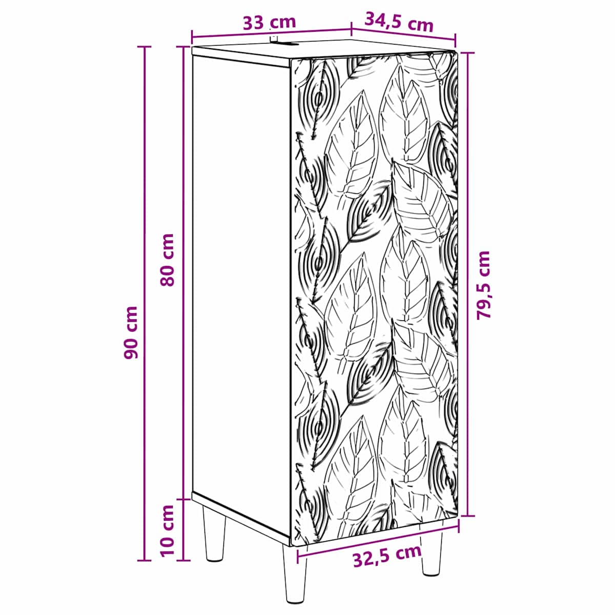 Sideboard 33 x 34,5 x 90 cm Konstrueret træ - Billede 11