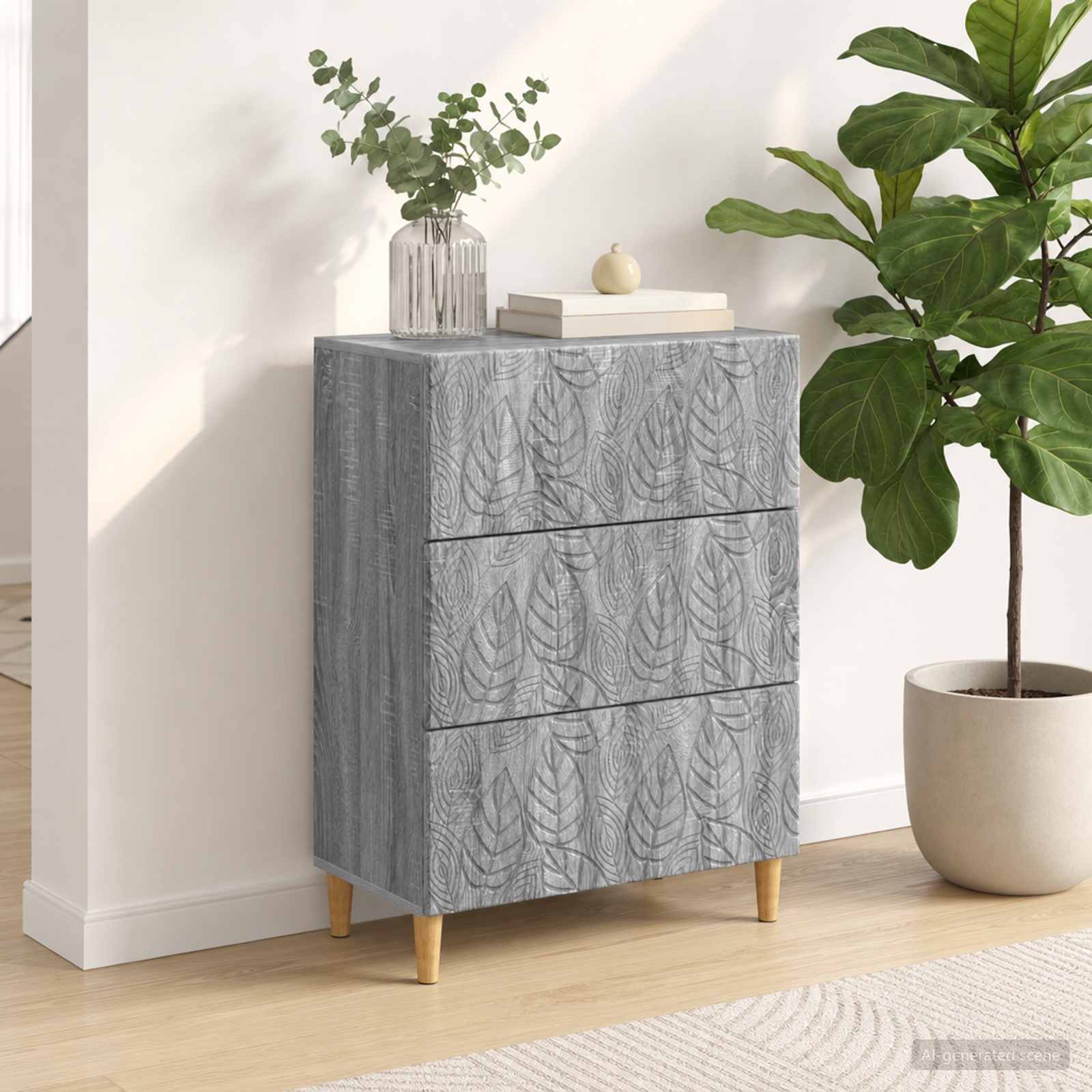 vidaXL Dulap cu sertare Sonoma gri 66 x 34,5 x 90 cm Lemn prelucrat
