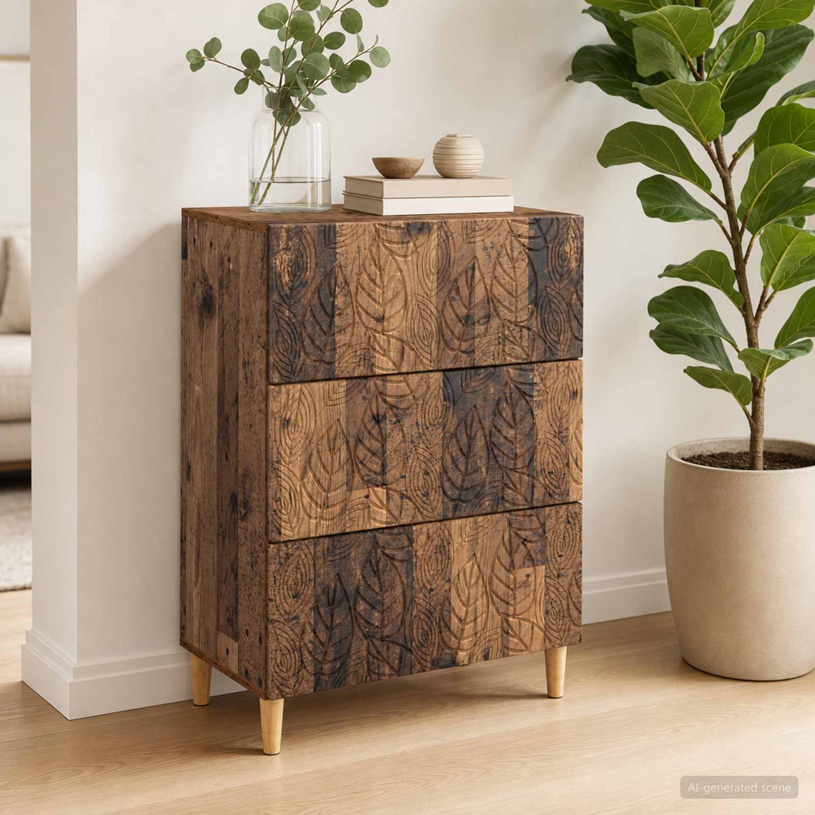 Laatikkokaappi Vanha puu 66 x 34,5 x 90 cm Tekninen puu - Image 3