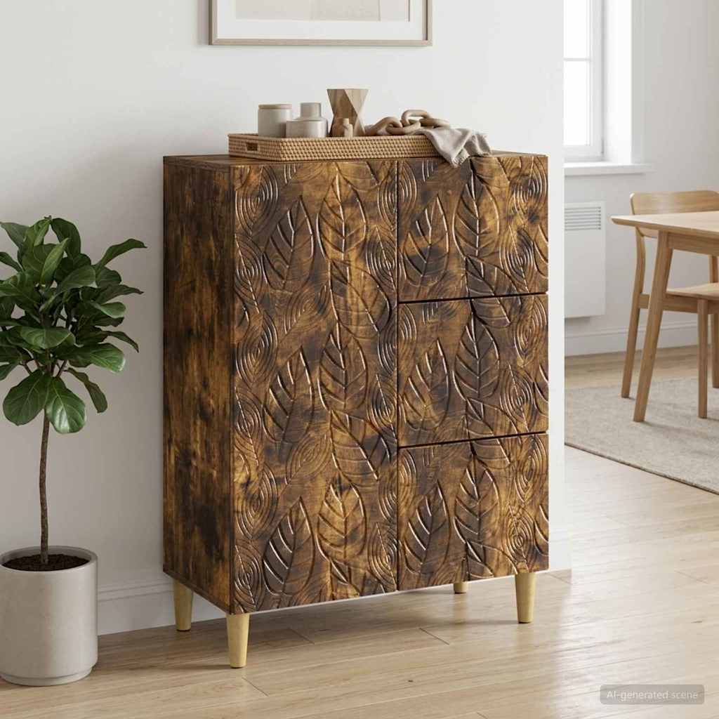 Strani šal Dimljen hrast 66 x 34,5 x 90 cm Inženirski les - slika 3