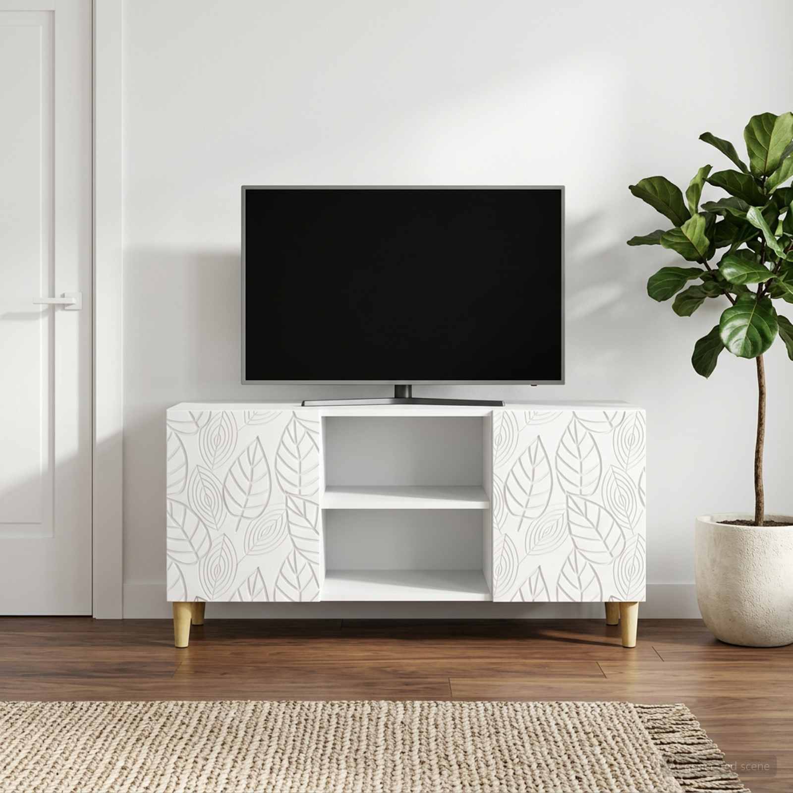 TV-bord 102 × 34,5 × 50 cm - hvid konstrueret træ med vintage look
