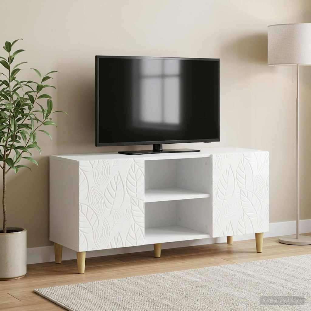 vidaXL Cabinet TV 102 x 34,5 x 50 cm Alb foarte lucios Lemn prelucrat
