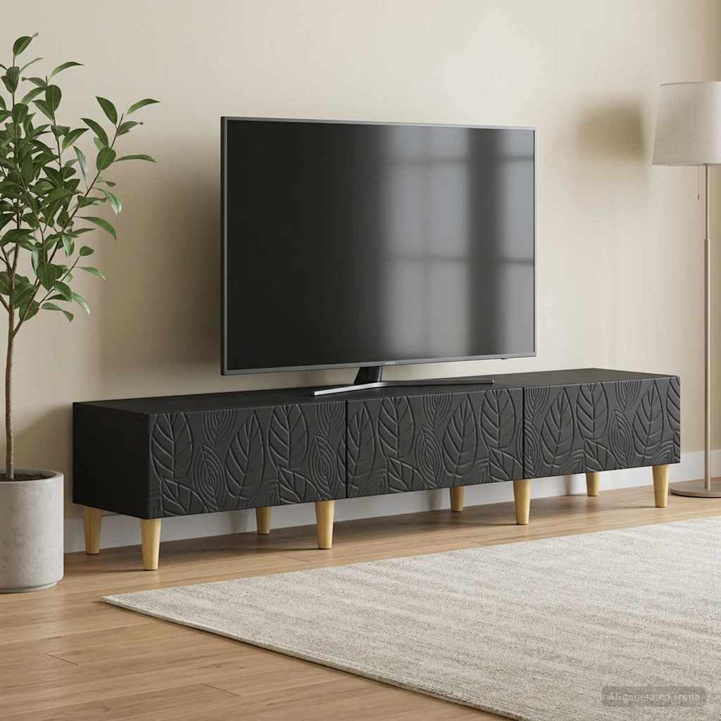 vidaXL Cabinet TV 147 x 34,5 x 30 cm Negru Lemn prelucrat