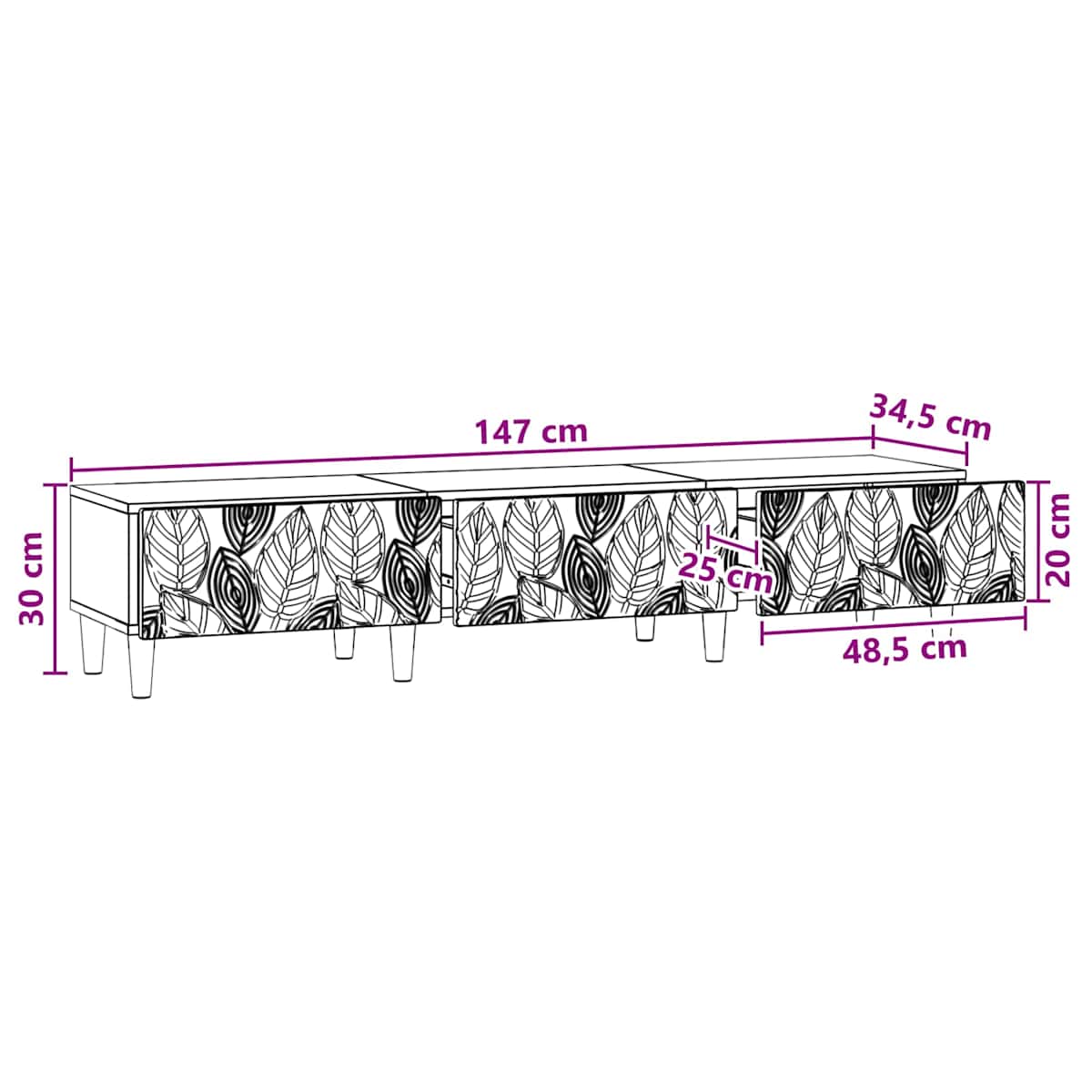 TV-skab 147 x 34,5 x 30 cm Konstrueret træ - Billede 11