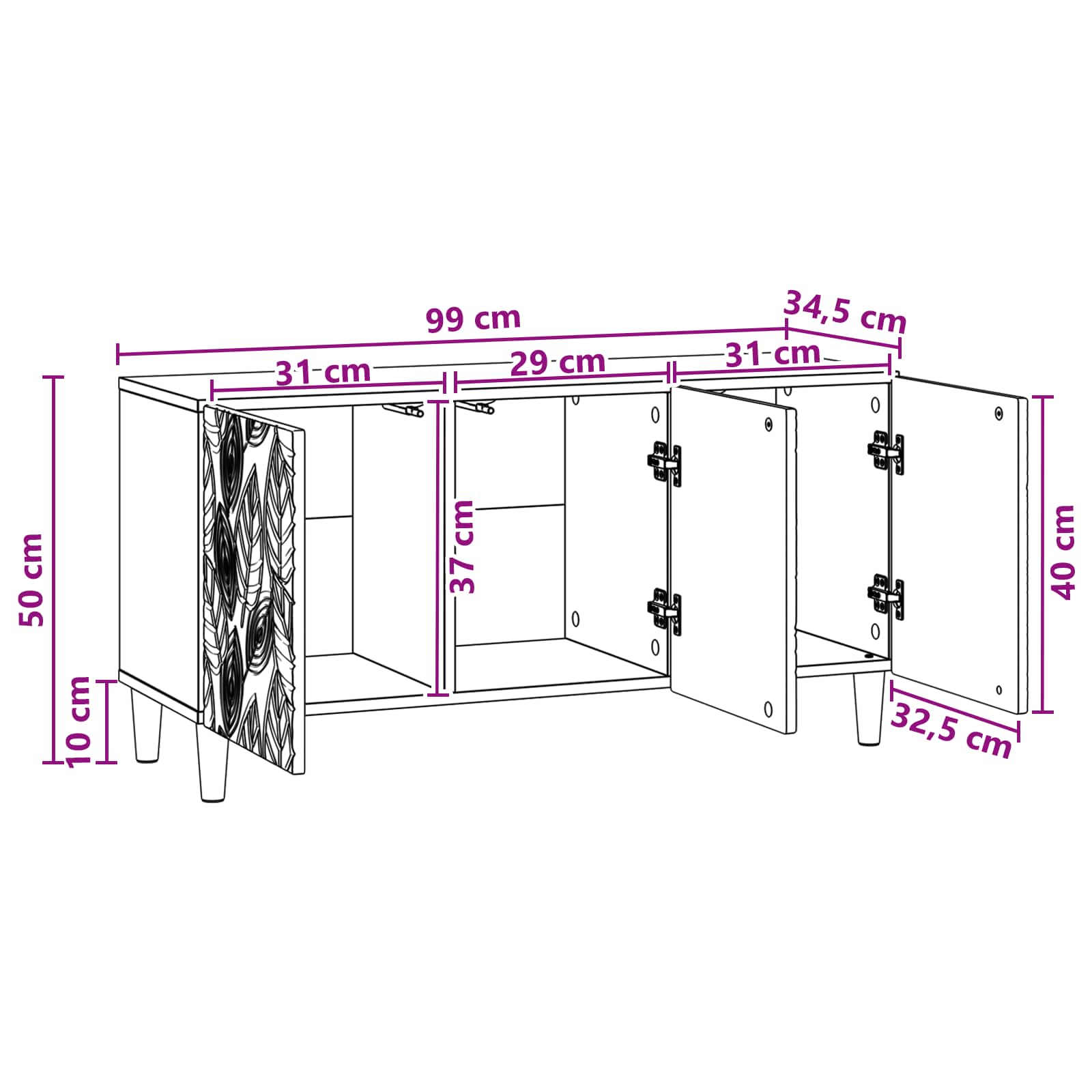 TV omarica 99 x 34,5 x 50 cm Dimljen hrast Inženirski les - slika 8