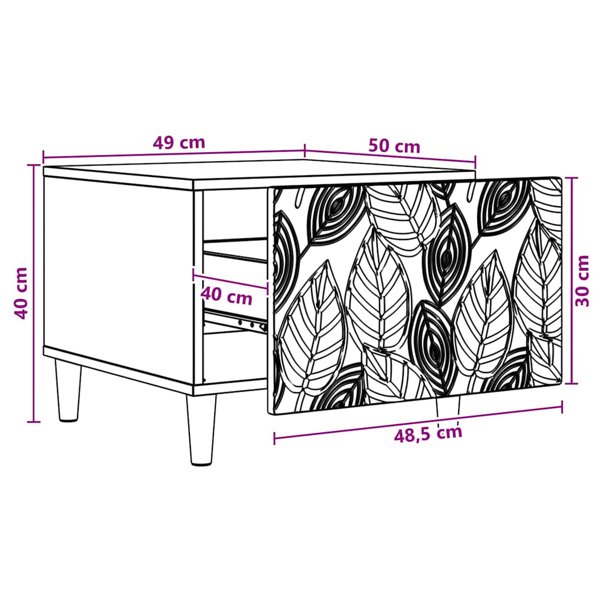 Sofabord 50 x 49 x 40 cm Konstrueret træ - Billede 10