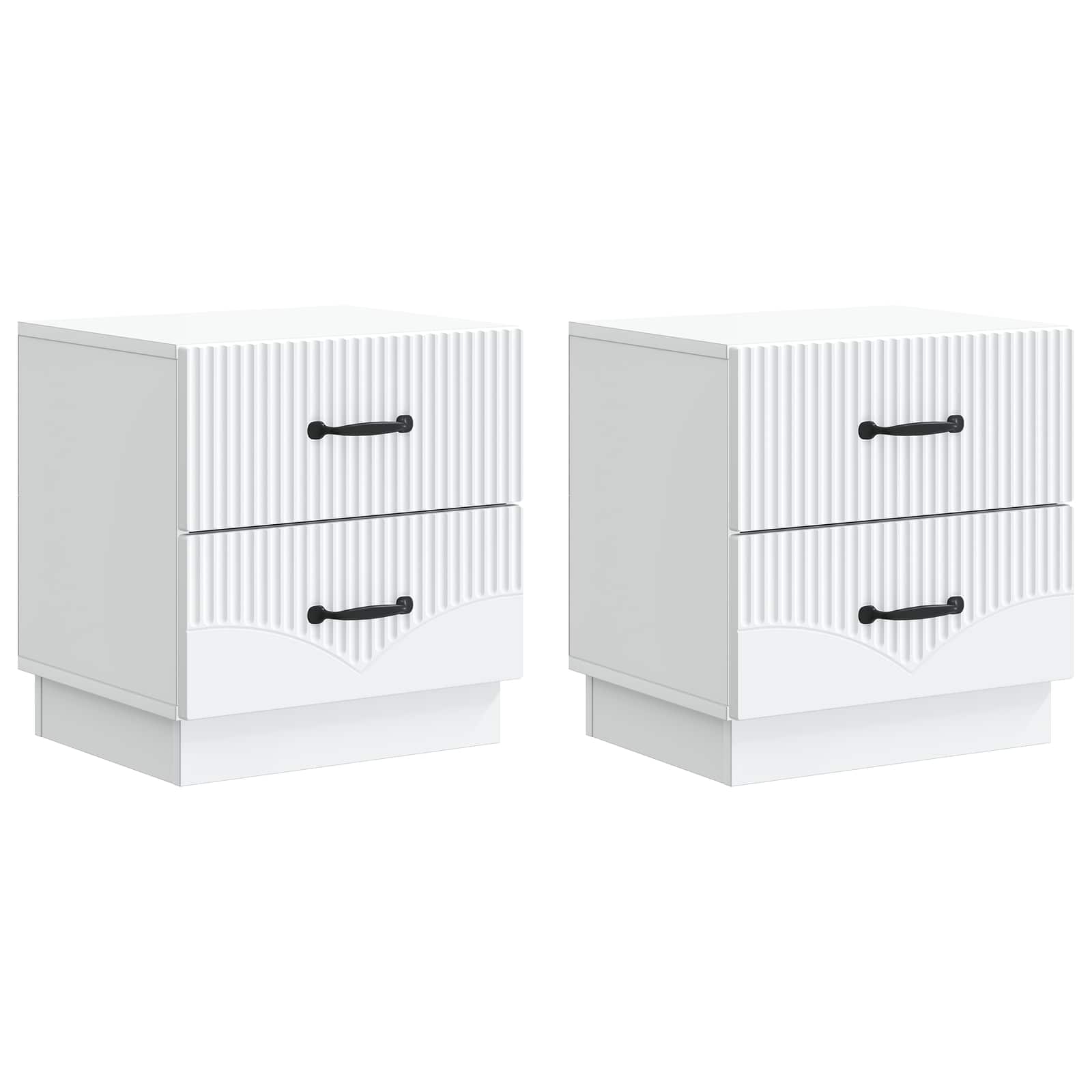 vidaXL Dulap de noapte 2 pcs Alb 43 x 34,5 x 44,5 cm Lemn prelucrat