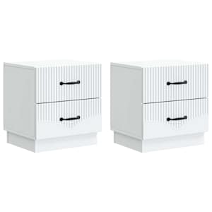 Nočna omarica 2 pcs Bela 43 x 34,5 x 44,5 cm Inženirski les