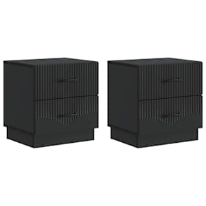 Nočna omarica 2 pcs Črna 43 x 34,5 x 44,5 cm Inženirski les