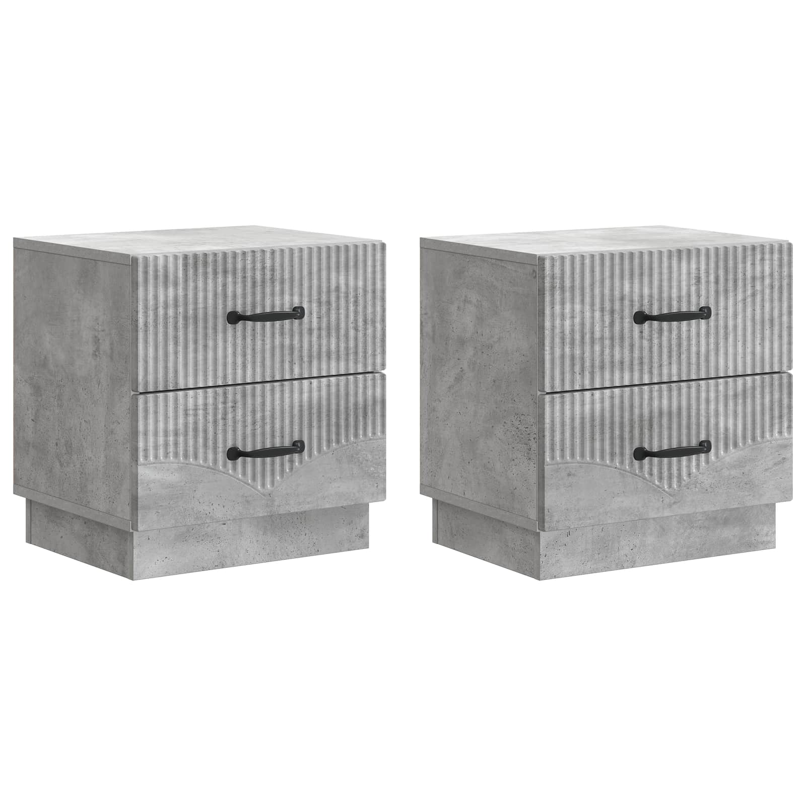 vidaXL Dulap de noapte cu sertar 2 pcs Gri Beton 43 x 34,5 x 44,5 cm