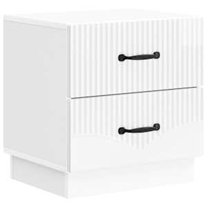 Nočna omarica s predalom Bela visok sijaj 43 x 34,5 x 44,5 cm