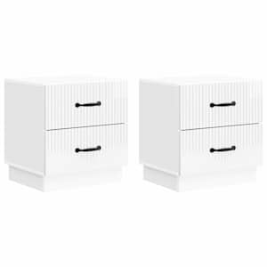 Nočna omarica 2 pcs Bela visok sijaj 43 x 34,5 x 44,5 cm