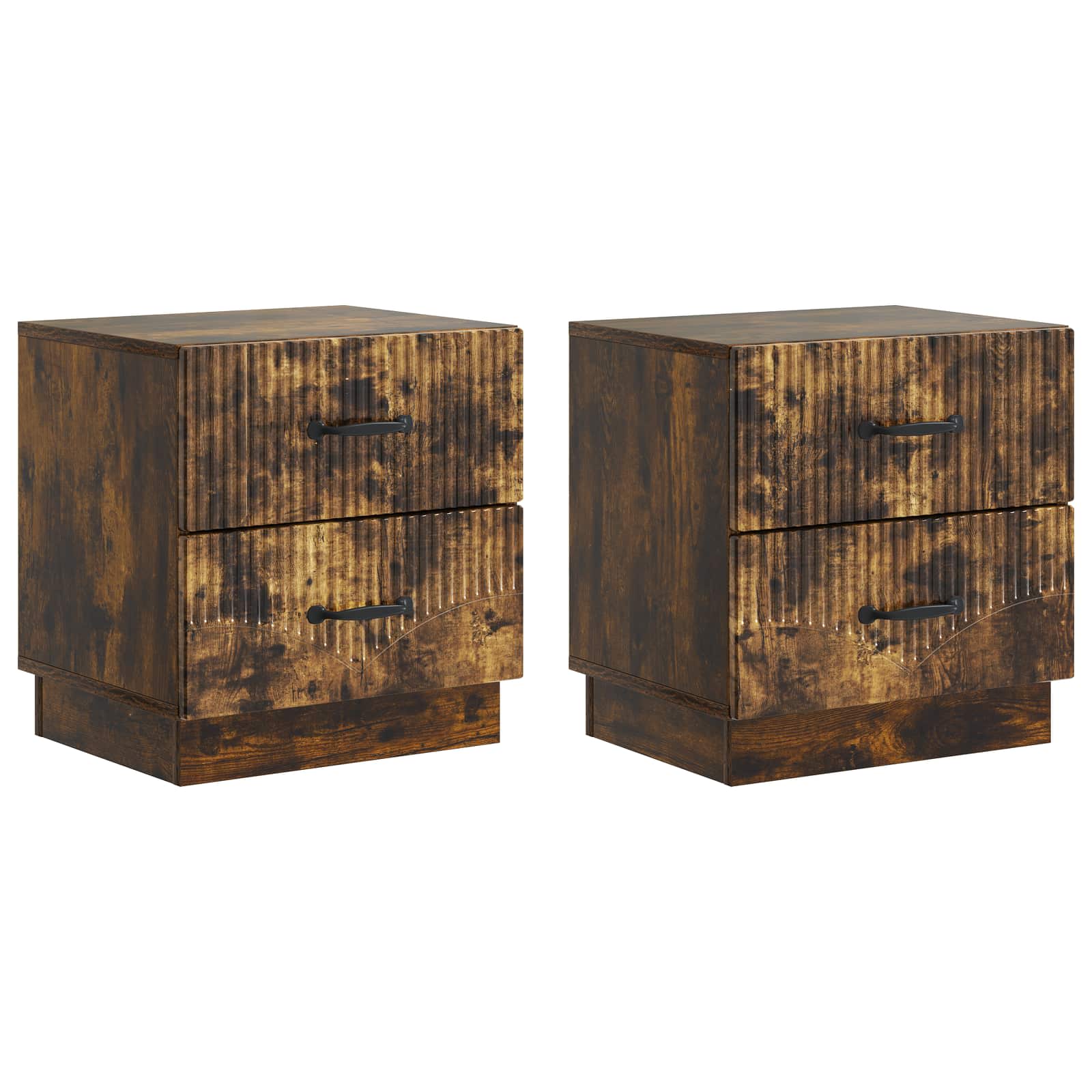 vidaXL Dulap de noapte 2 pcs Stejar fumuriu 43 x 34,5 x 44,5 cm