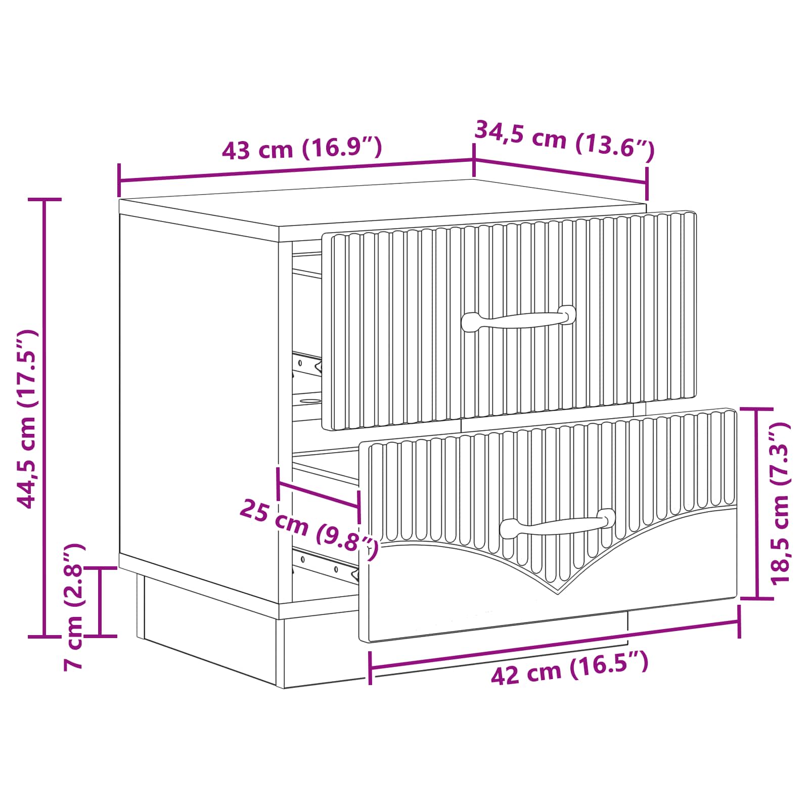Nočna omarica Siva Sonoma 43 x 34,5 x 44,5 cm Inženirski les - slika 9