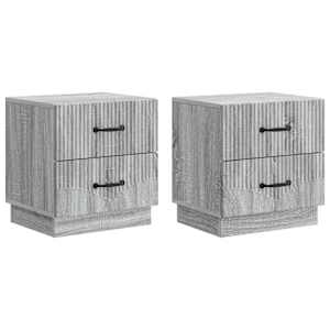 Nočna omarica s predalom 2 pcs Siva Sonoma 43 x 34,5 x 44,5 cm