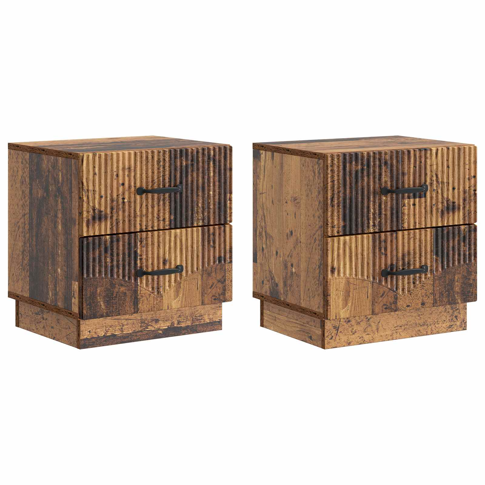 vidaXL Dulap de noapte cu sertar 2 pcs Lemn vechi 43 x 34,5 x 44,5 cm
