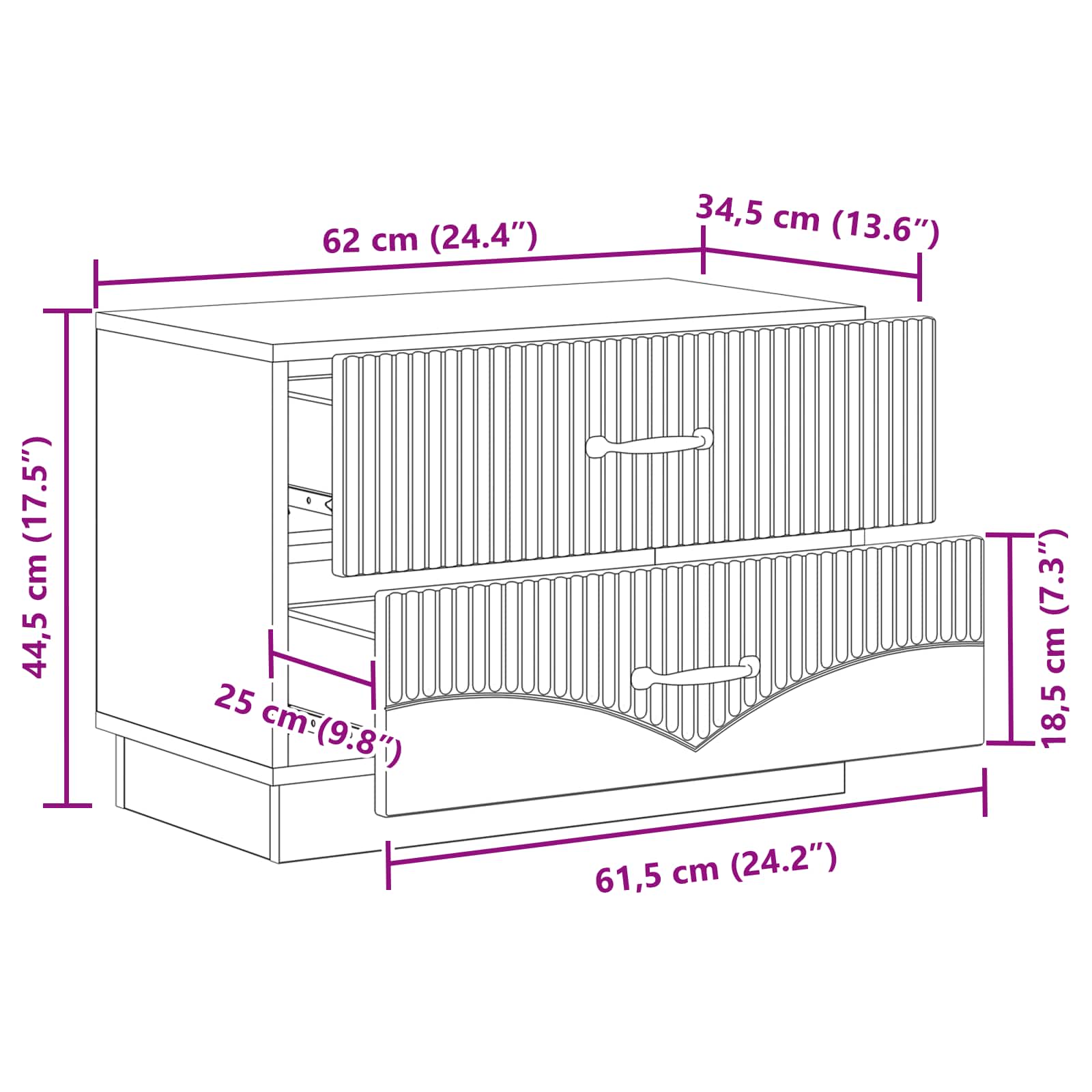 Nočna omarica Sonoma hrast 62 x 34,5 x 44,5 cm Inženirski les - slika 9
