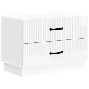 Nočna omarica s predalom Bela visok sijaj 62 x 34,5 x 44,5 cm