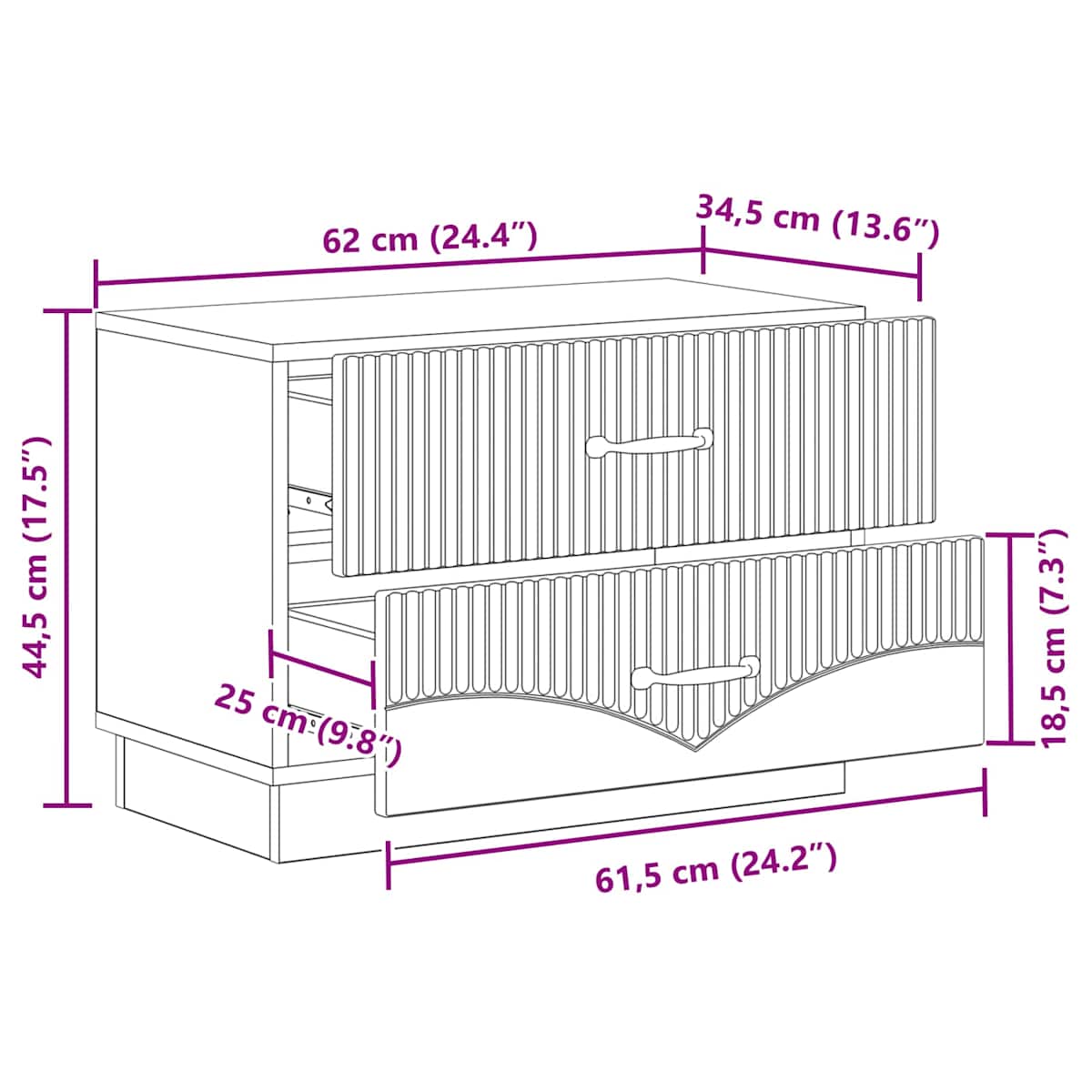 Natskab 62 x 34,5 x 44,5 cm Konstrueret træ - Billede 11