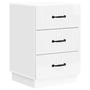 Nočna omarica Bela visok sijaj 43 x 41 x 63,5 cm Inženirski les