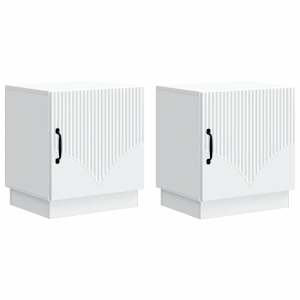Noční stolek 2 pcs Bílá 43 x 34,5 x 47 cm Kompozitní dřevo - obrázek 2