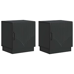 Noční stolek 2 pcs Černá 43 x 34,5 x 47 cm Kompozitní dřevo - obrázek 2