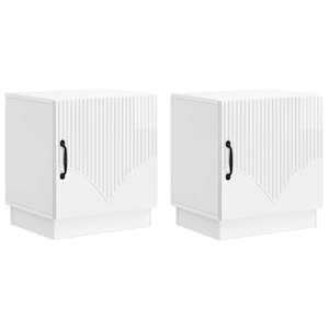 Noční stolek 2 pcs Bílá s vysokým leskem 43 x 34,5 x 47 cm - obrázek 2
