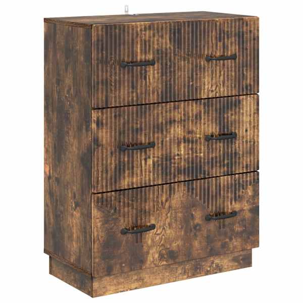 vidaXL Sahtlib&uuml;roo Suitsutatud tamm 66 x 34,5 x 87 cm Tehispuit