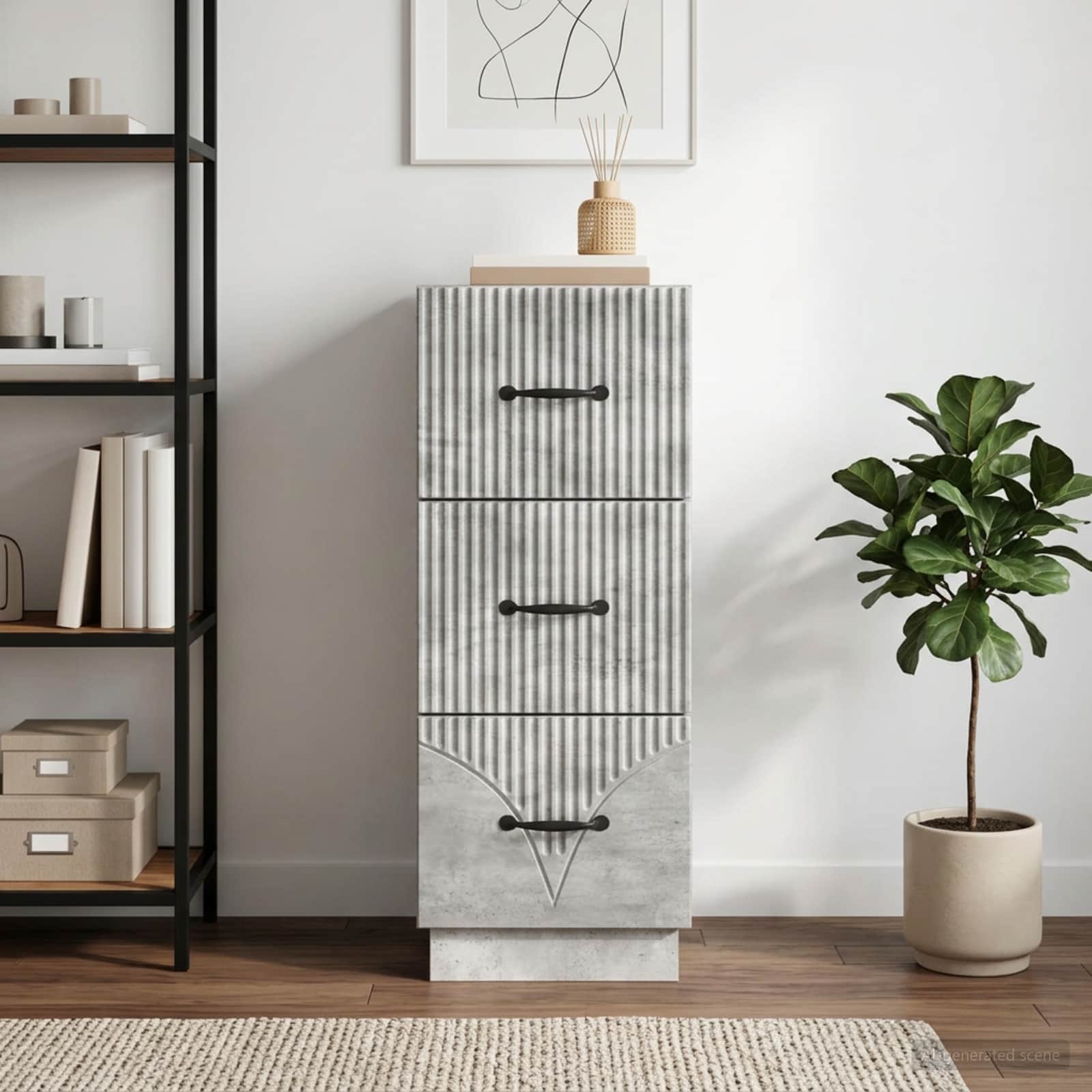 Predalna omara Betonsko siva 33 x 34,5 x 87 cm Inženirski les - slika 4