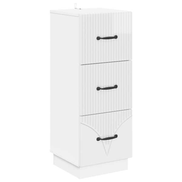 vidaXL Sahtlib&uuml;roo 33 x 34,5 x 87 cm Tehispuit K&otilde;rgl&auml;ikega valge