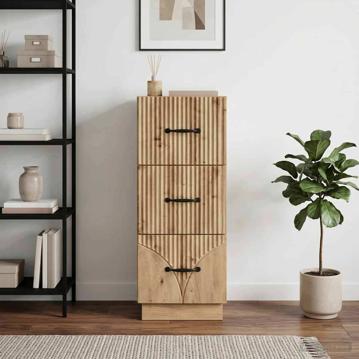 Skuffeskab 33 x 34,5 x 87 cm Konstrueret træ - Billede 4