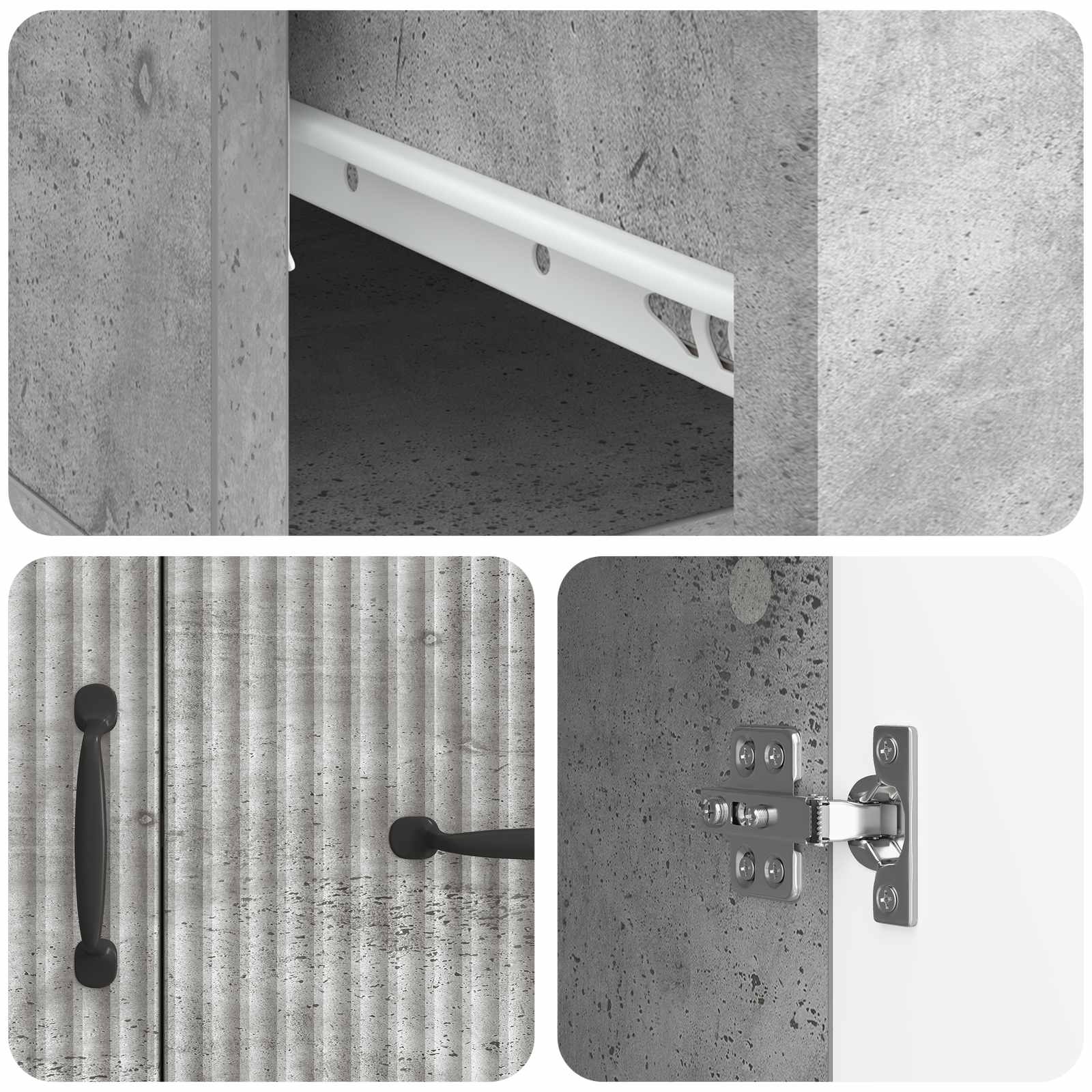 Strani šal Betonsko siva 66 x 34,5 x 87 cm Inženirski les - slika 7