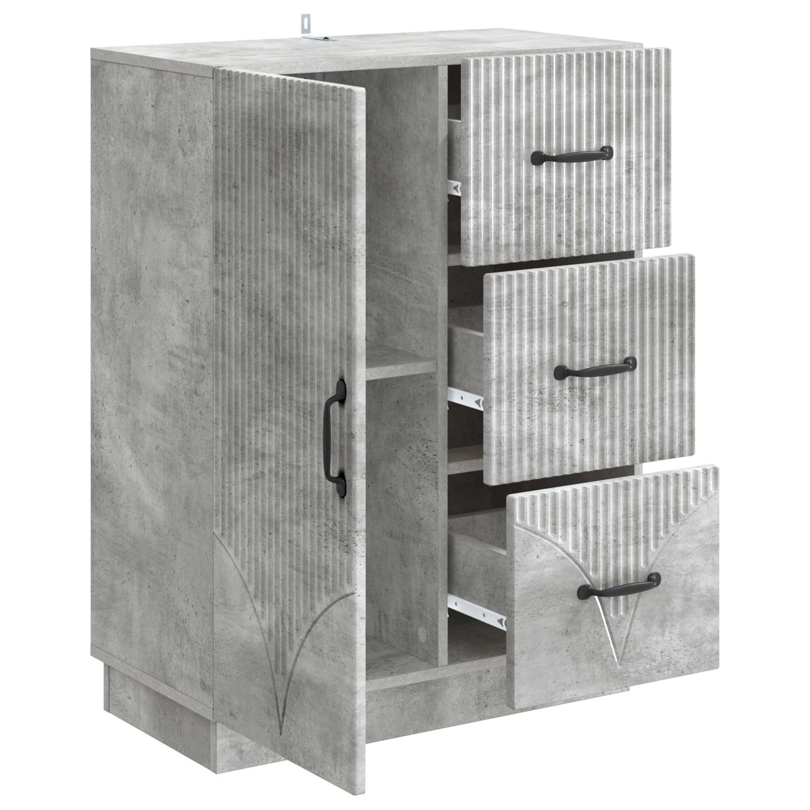 Strani šal Betonsko siva 66 x 34,5 x 87 cm Inženirski les - slika 3