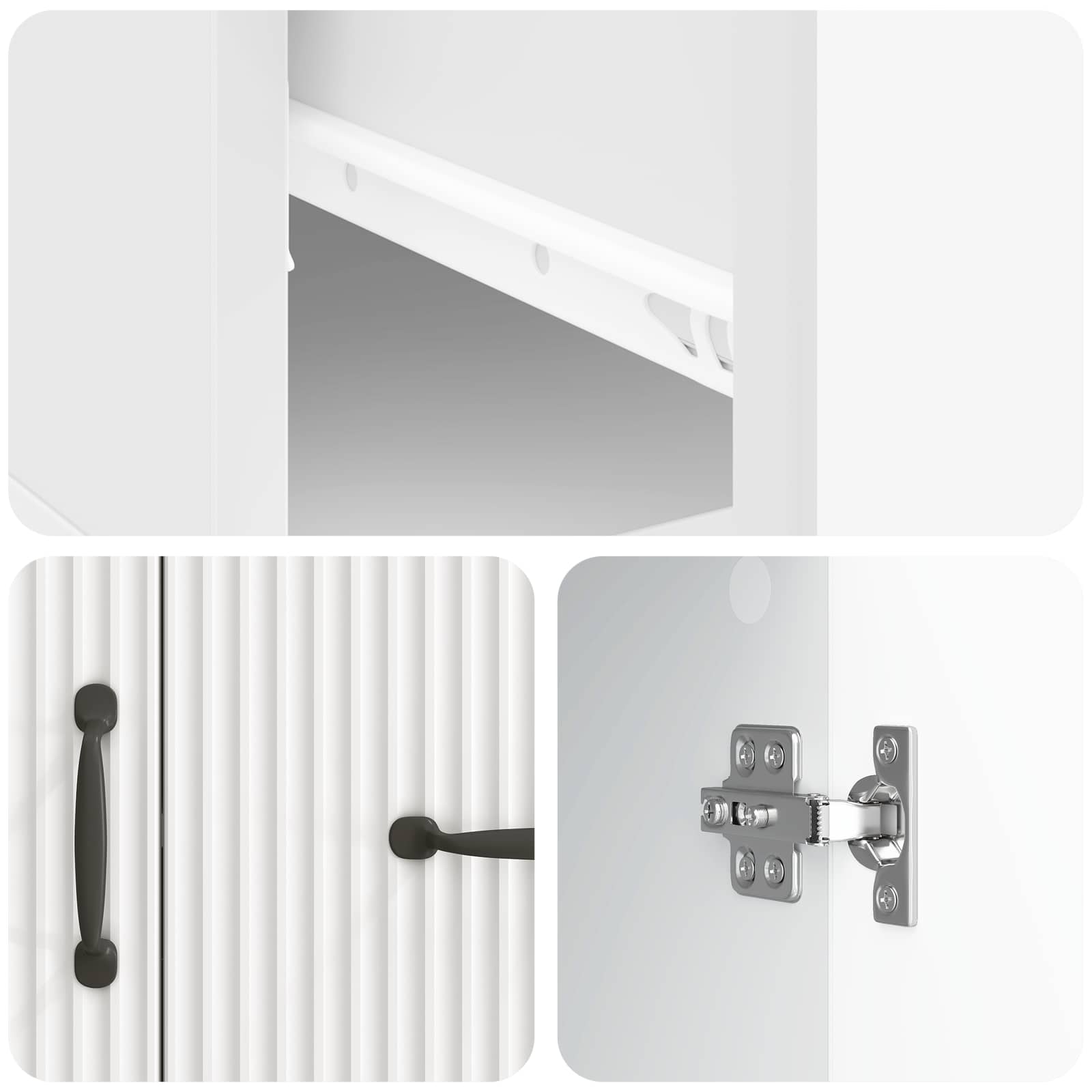 Strani šal Bela visok sijaj 66 x 34,5 x 87 cm Inženirski les - slika 7