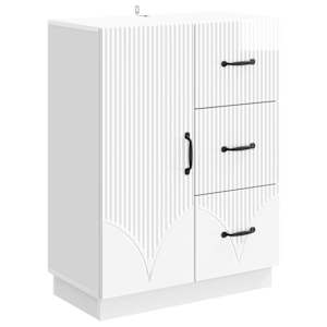 Strani šal Bela visok sijaj 66 x 34,5 x 87 cm Inženirski les