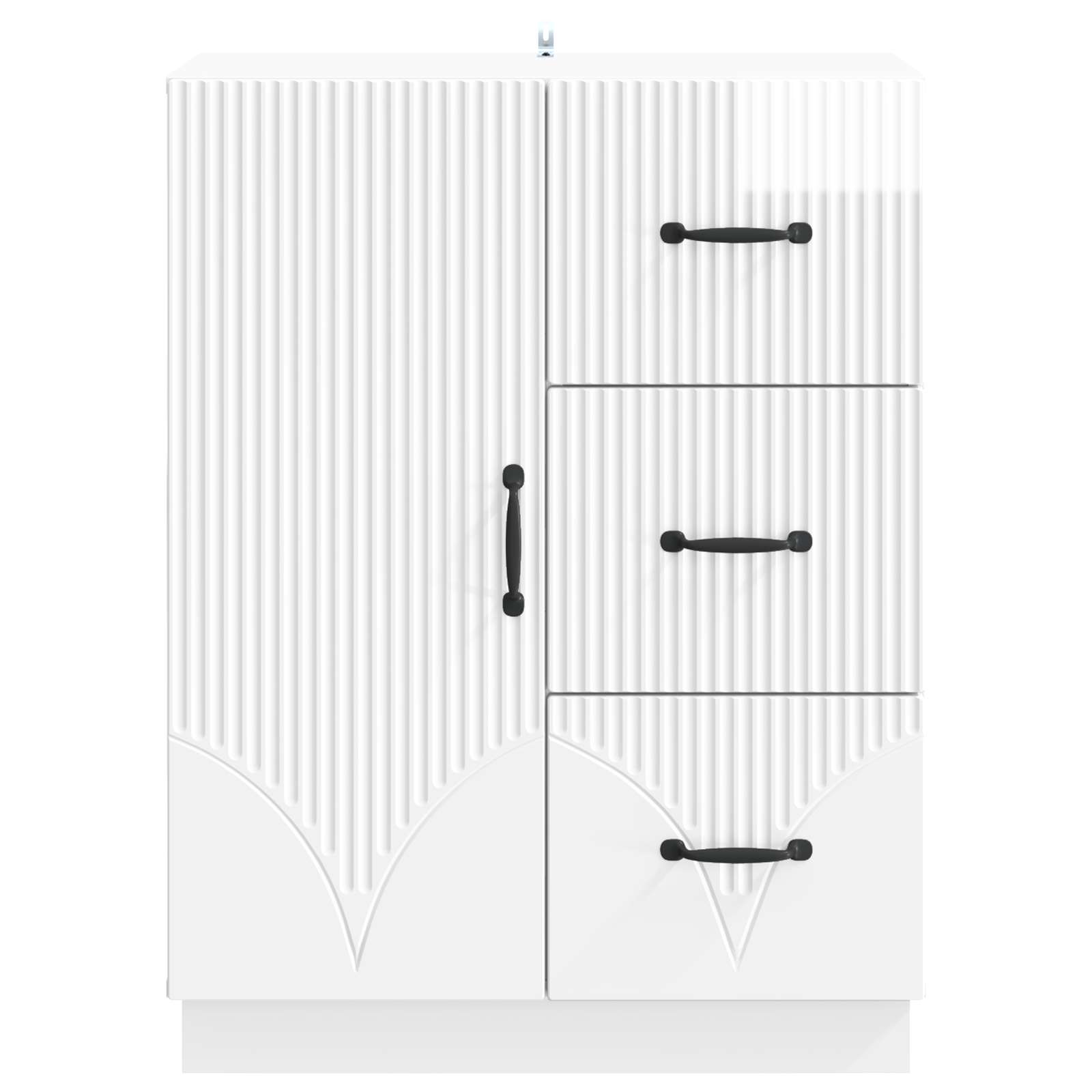 Strani šal Bela visok sijaj 66 x 34,5 x 87 cm Inženirski les - slika 4