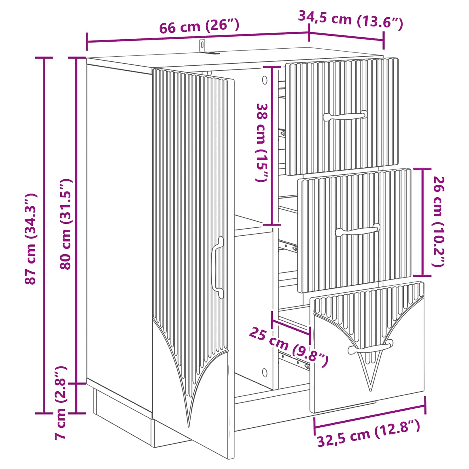 Strani šal s predalom Star les 66 x 34,5 x 87 cm Inženirski les - slika 8