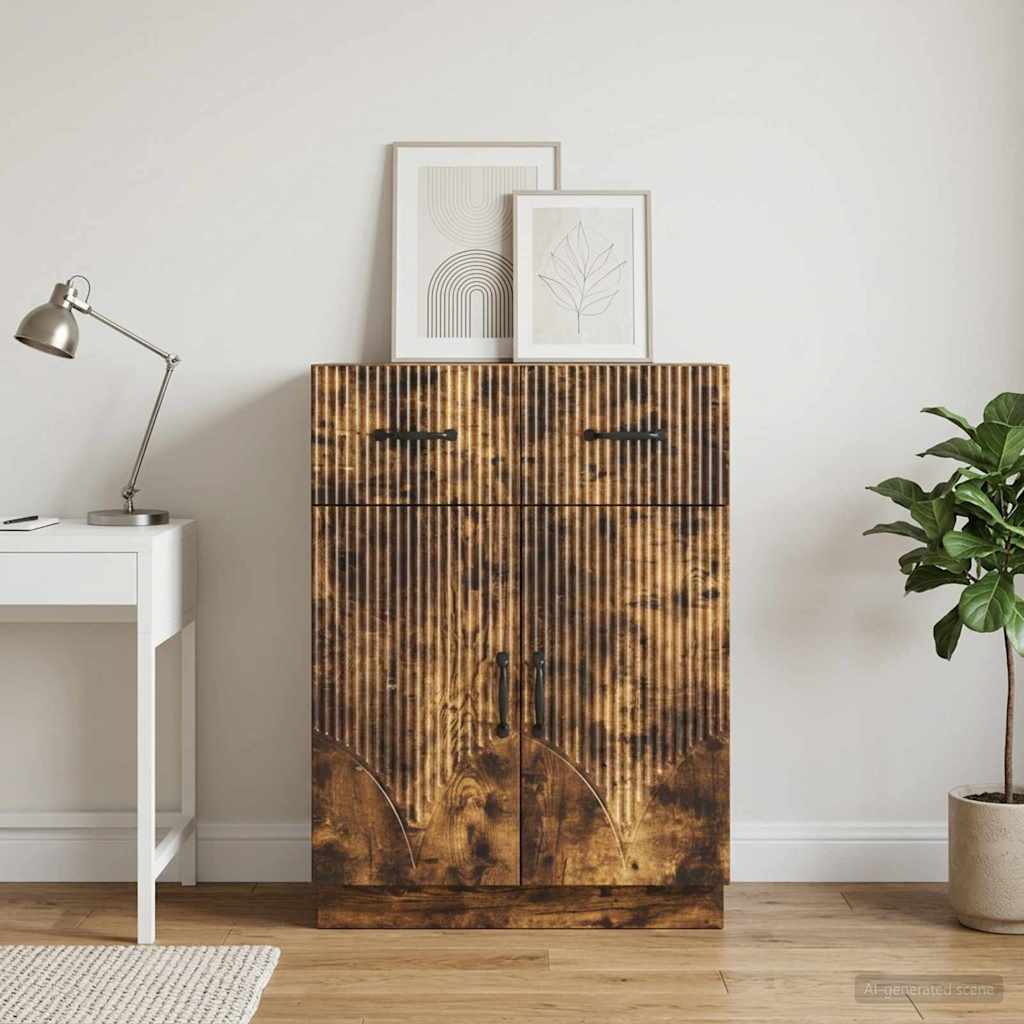 vidaXL Bufet cu sertar Stejar fumuriu 66 x 34,5 x 87 cm Lemn prelucrat