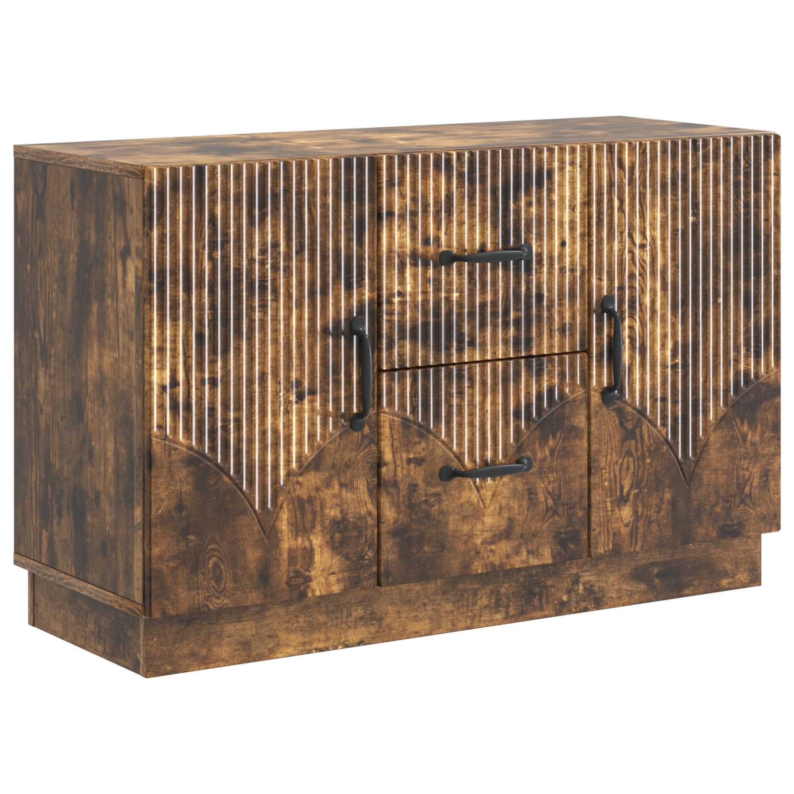 vidaXL Bufet cu sertar Stejar fumuriu 89 x 34,5 x 57 cm Lemn prelucrat