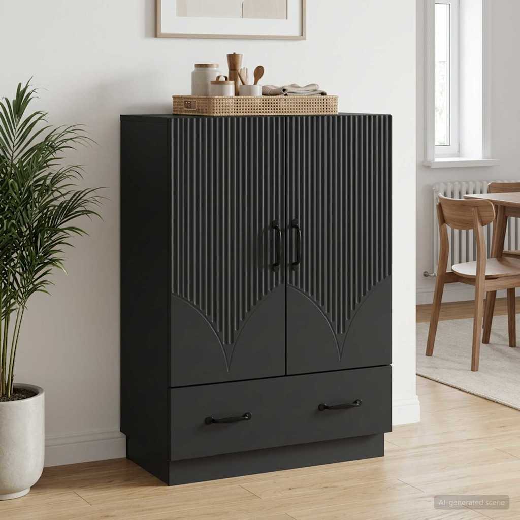 vidaXL Sivupöytä laatikon kanssa Musta 66 x 34,5 x 92 cm Tekninen puu
