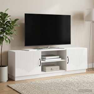 TV omarica Bela visok sijaj 150 x 31 x 47 cm Inženirski les