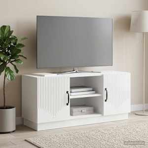 TV omarica Bela visok sijaj 102 x 34,5 x 47 cm Inženirski les