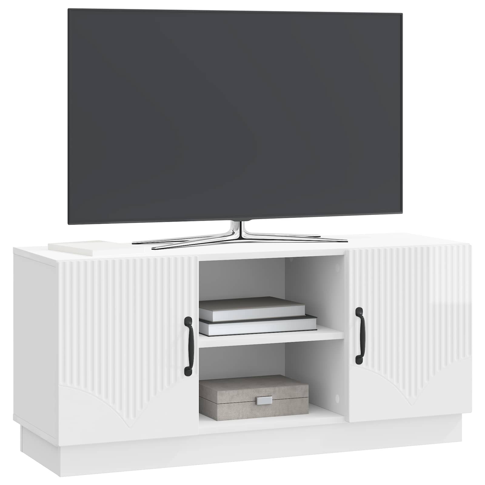 TV-kaappi Korkeakiiltoinen valkoinen 102 x 34,5 x 47 cm - Image 2