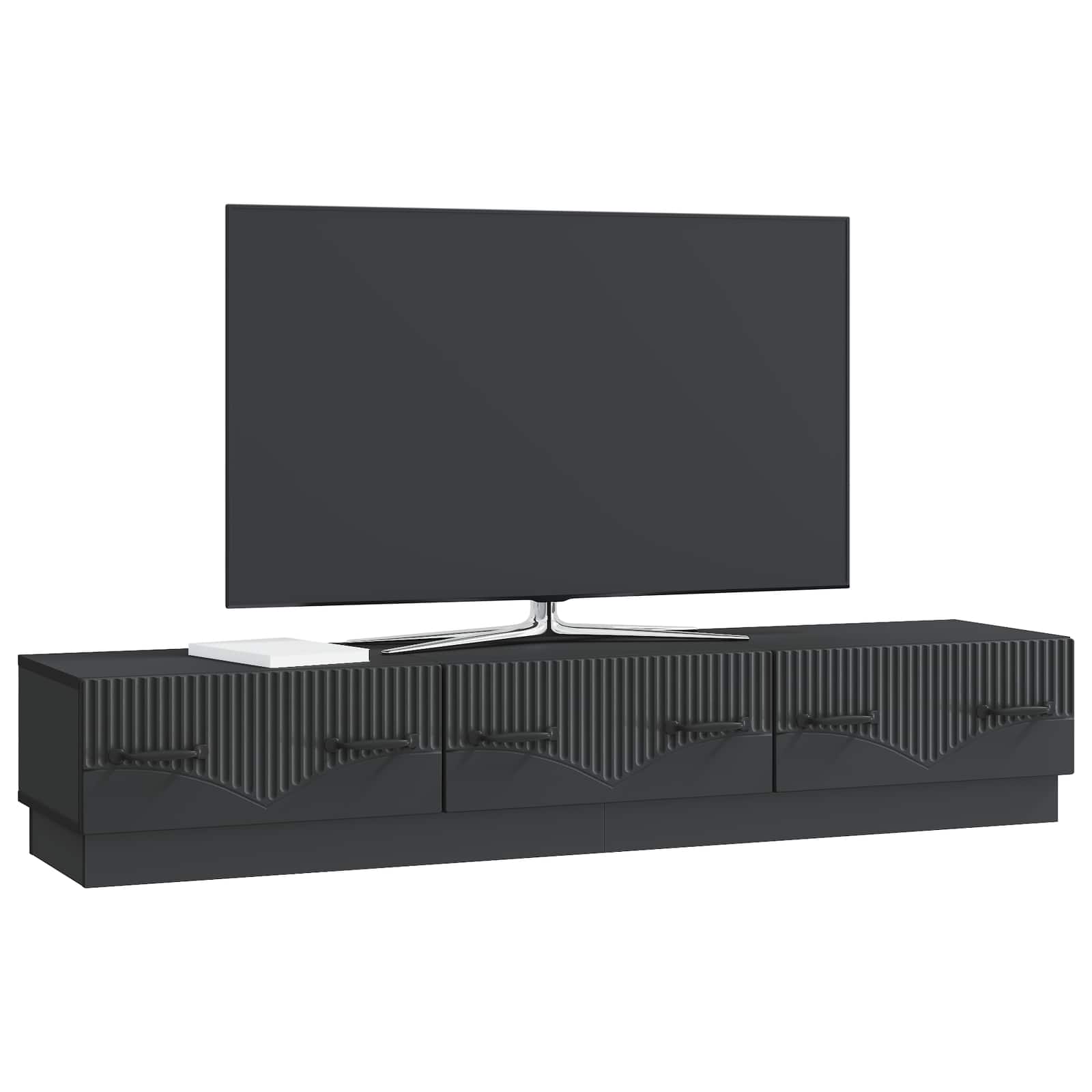 TV-kaappi laatikon kanssa Musta 147 x 34,5 x 27 cm Tekninen puu - Image 2