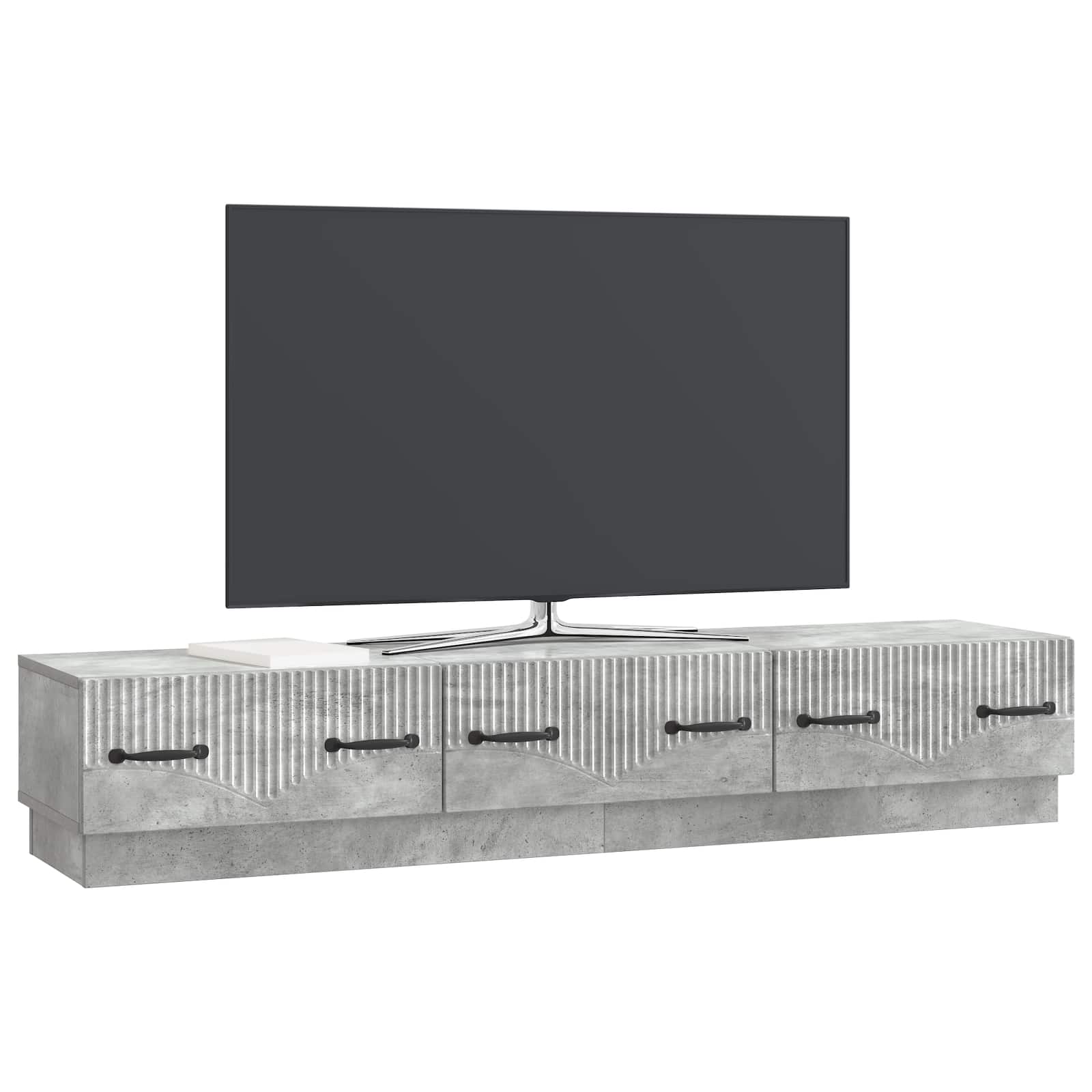 TV-kaappi Betoninharmaa 147 x 34,5 x 27 cm Tekninen puu - Image 2