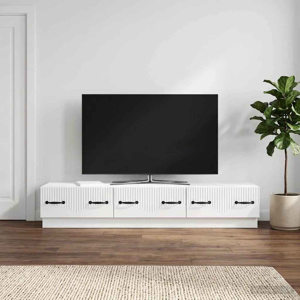 TV-kaappi Korkeakiiltoinen valkoinen 147 x 34,5 x 27 cm