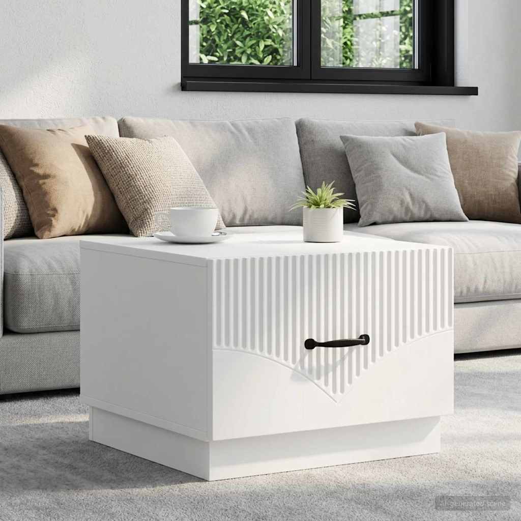 vidaXL Masă de cafea cu sertar Alb 49 x 50 x 37 cm Lemn prelucrat